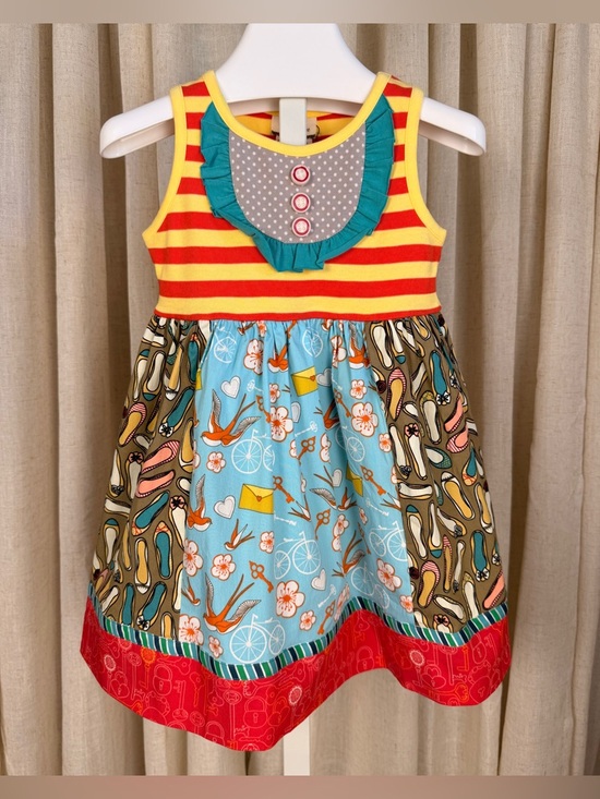 Matilda Jane Other - Vintage MATILDA JANE *Key to Happiness* Print Art Fair Bib Tank Dress 2T NWT